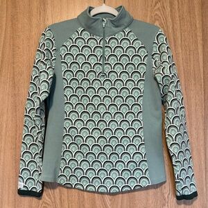 Tasc for Salmon Sisters novelty print blue quarter zip size medium